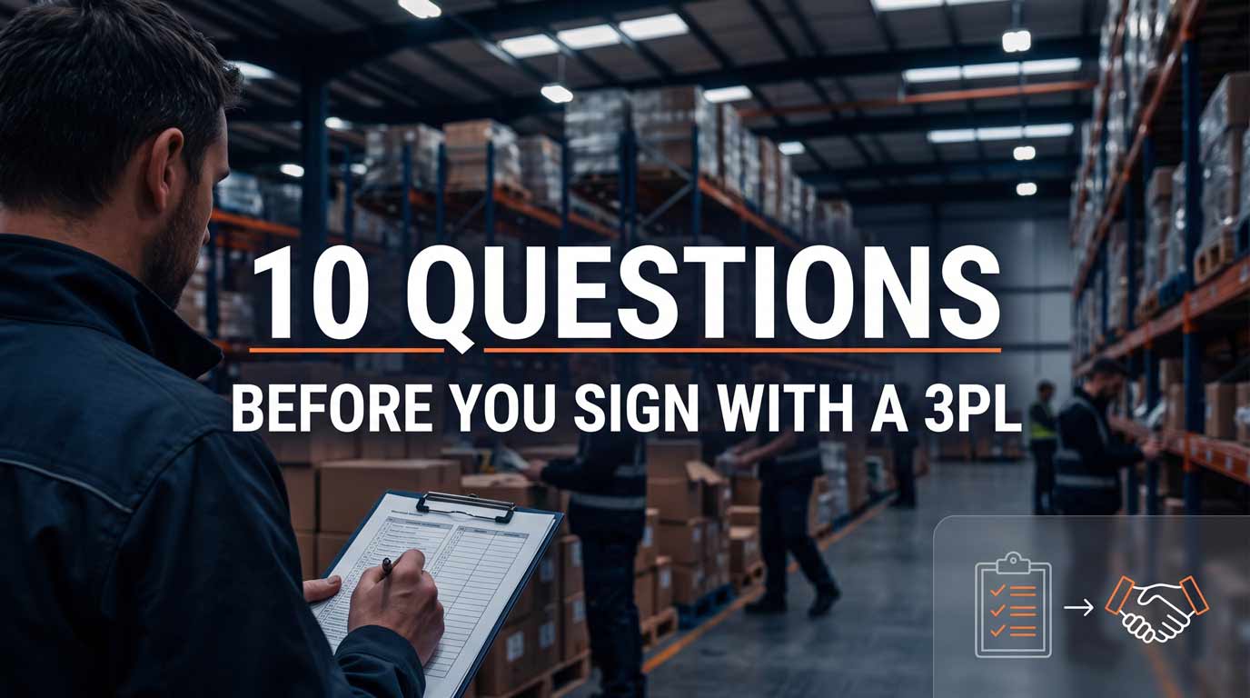Warehouse manager reviewing a checklist alongside fulfillment operations, representing questions to ask a 3PL partner before signing